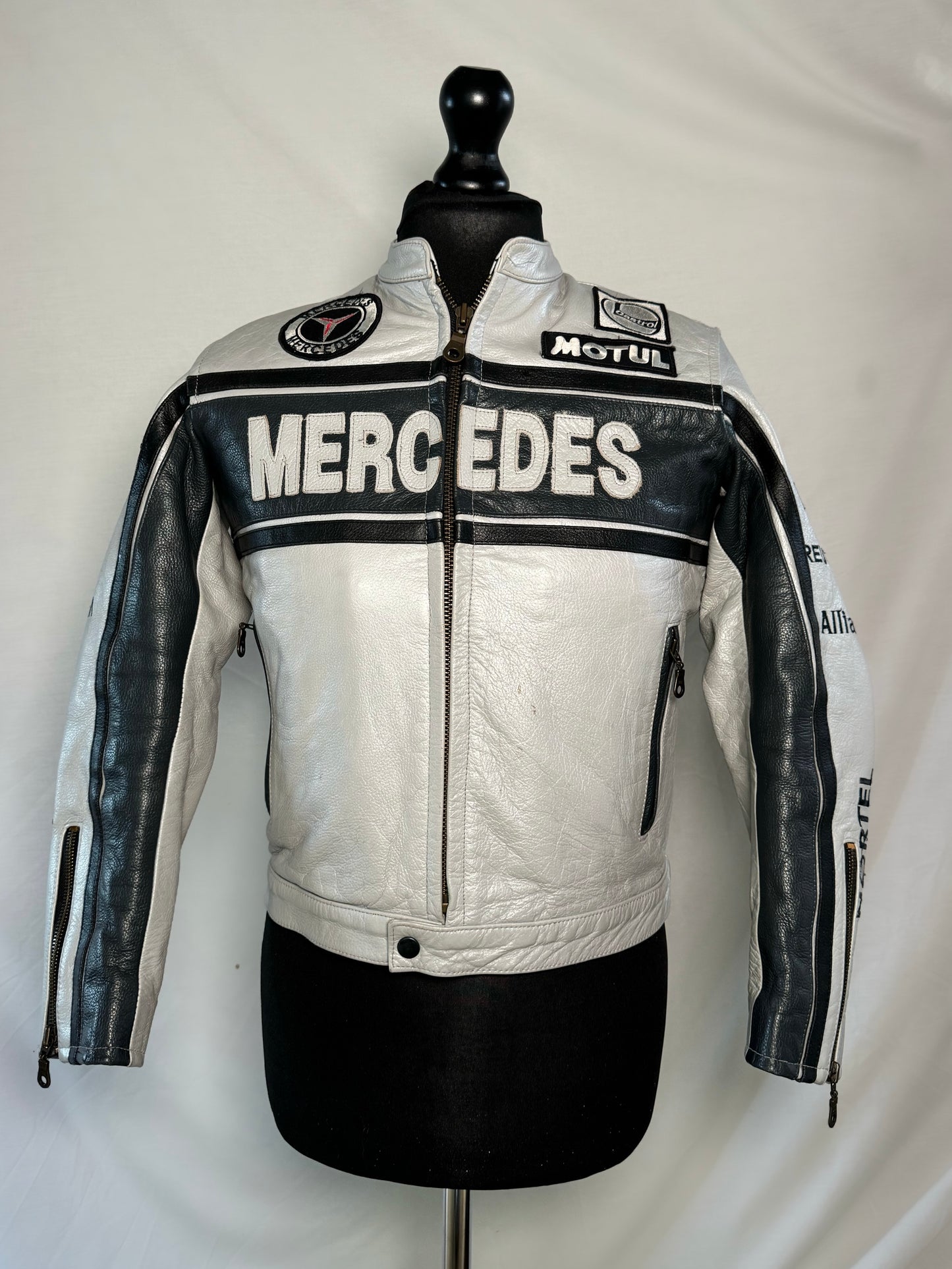 Mercedes Grey & Black Leather Racing Jacket XS