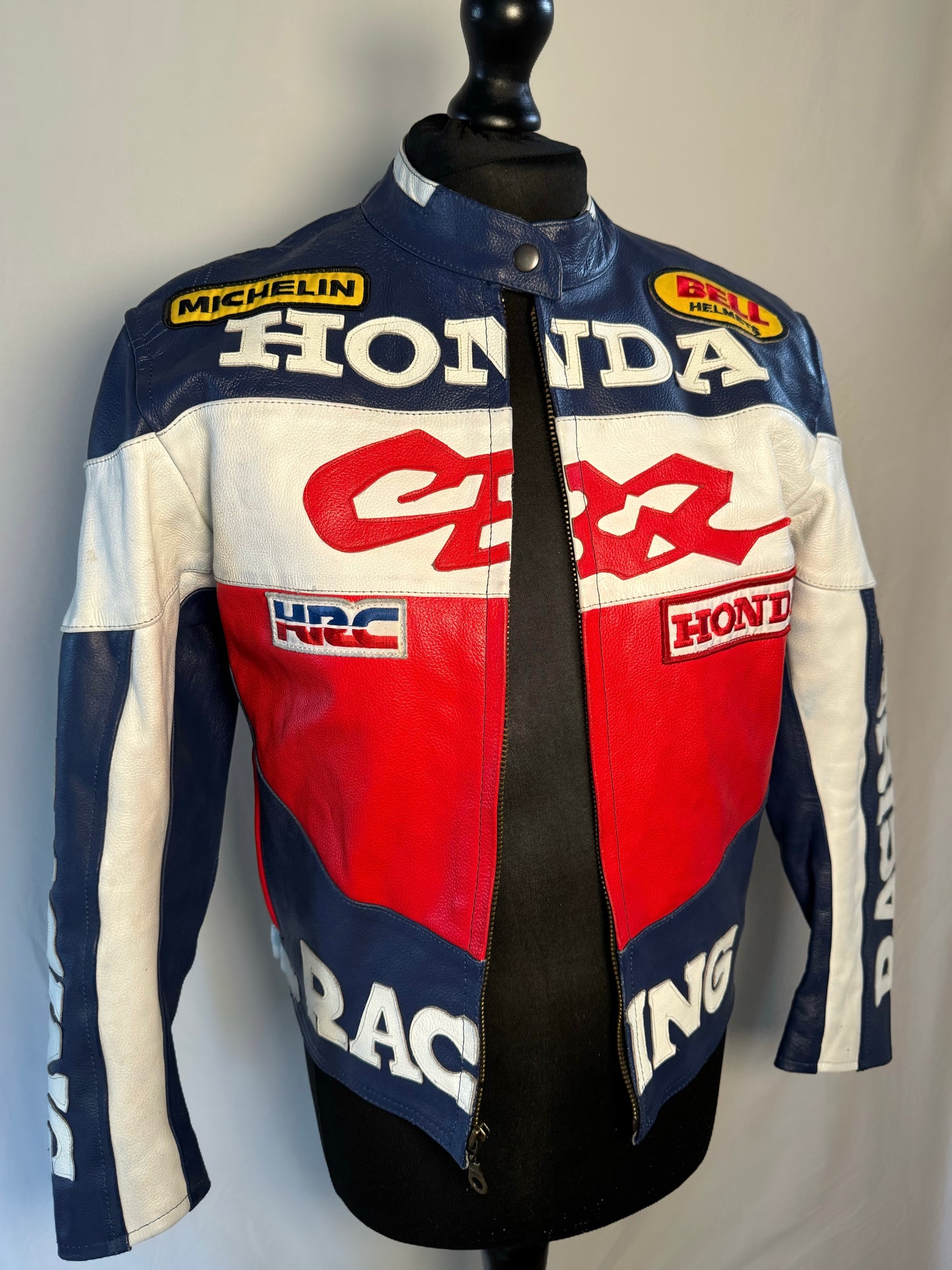 Vintage Honda Blue Red & White Racing Jacket In Size 10 (Small)