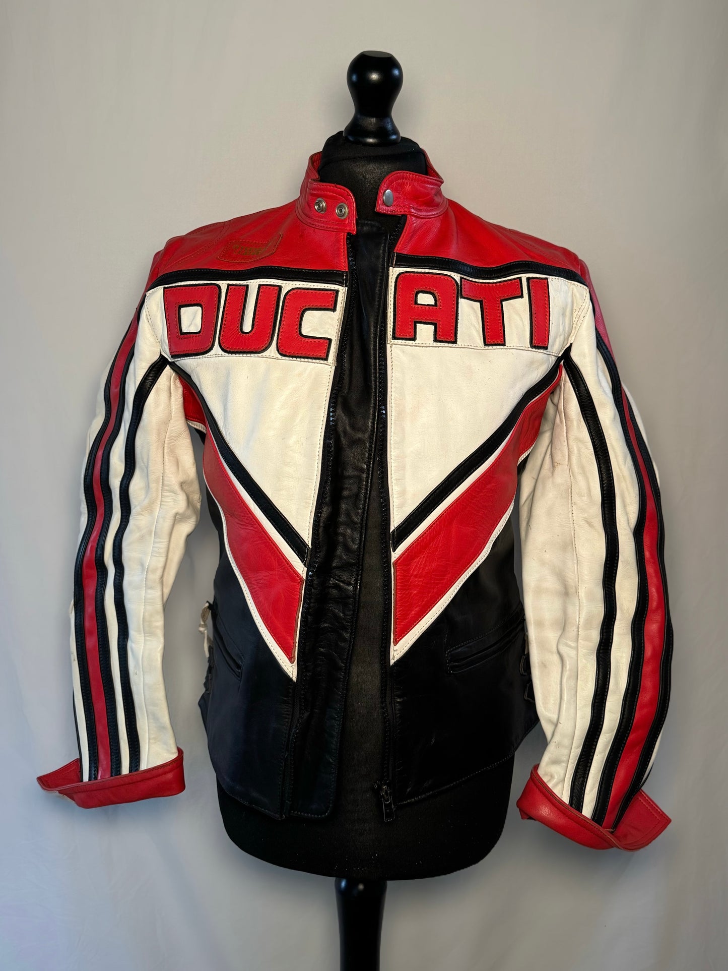 Ducati Red White & Black Chrevron Style Cropped Racing Jacket