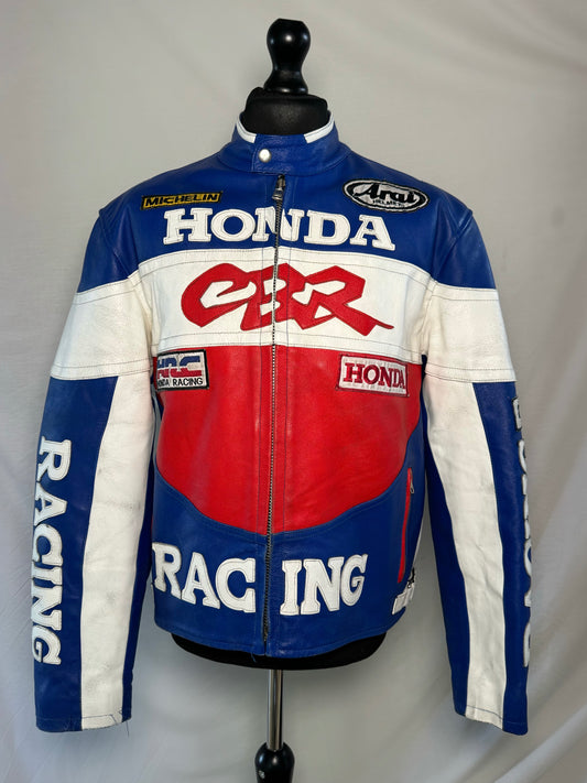 Vintage Honda Blue, Red, White Racing Jacket Size XL