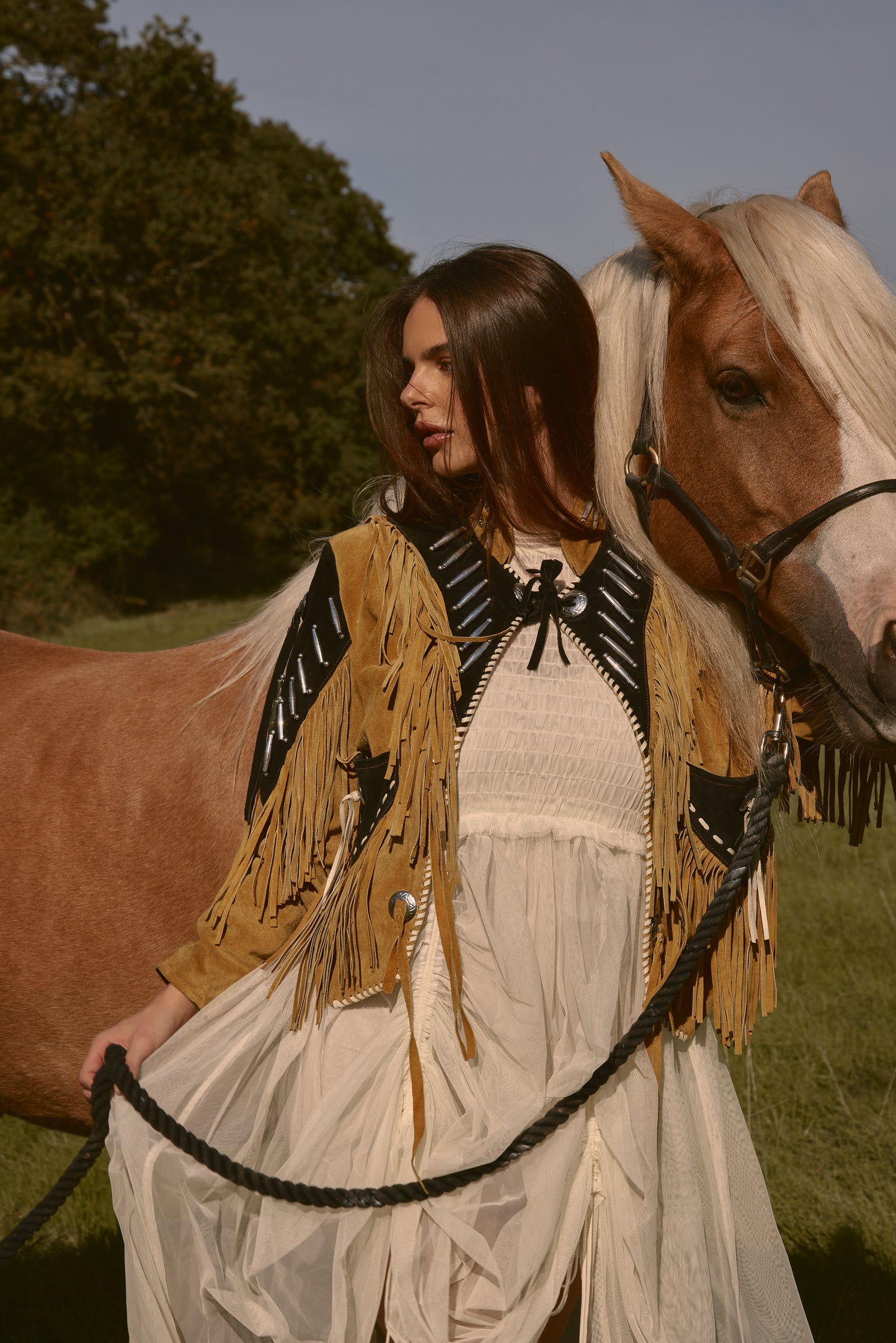 Black & Tan Tassel Suede Jacket Unisex