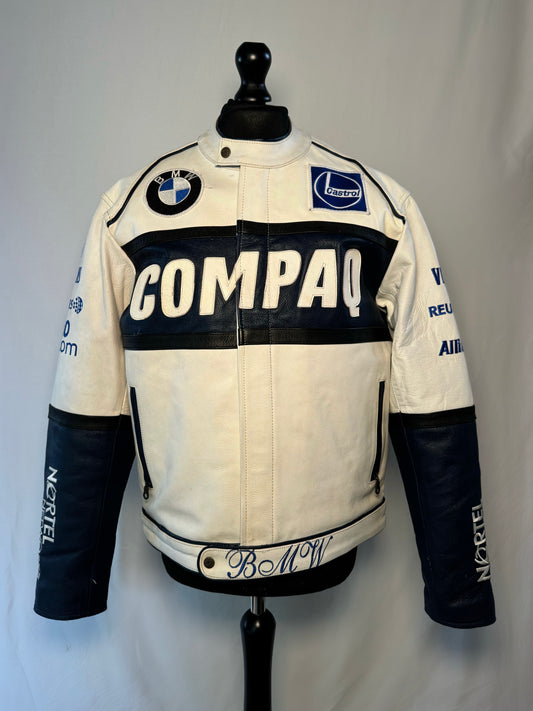 Blue & White BMW Leather Racer Jacket Unisex