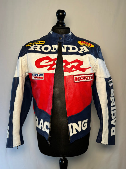 Vintage Honda Blue Red & White Racing Jacket In Size 10 (Small)