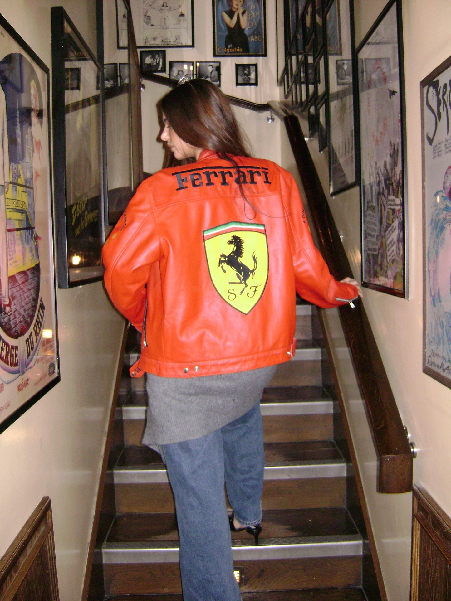 Ferrari 2003 Michael Schumacher Red and Black Leather Racing Jacket