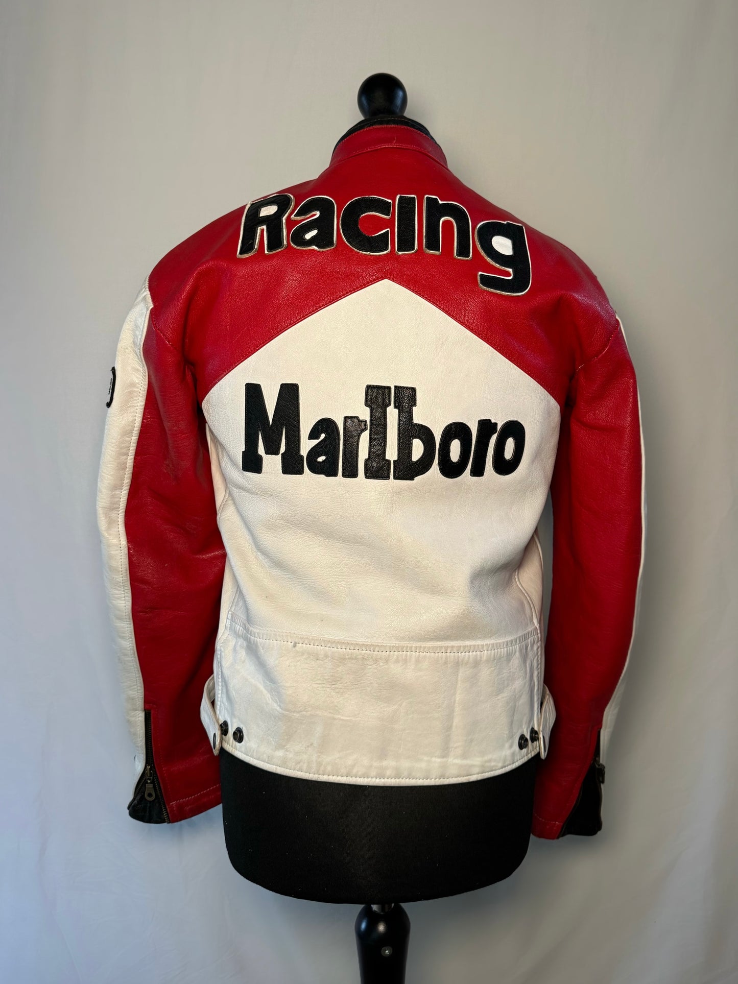 Marlboro White, Red & Black Leather Jacket Medium