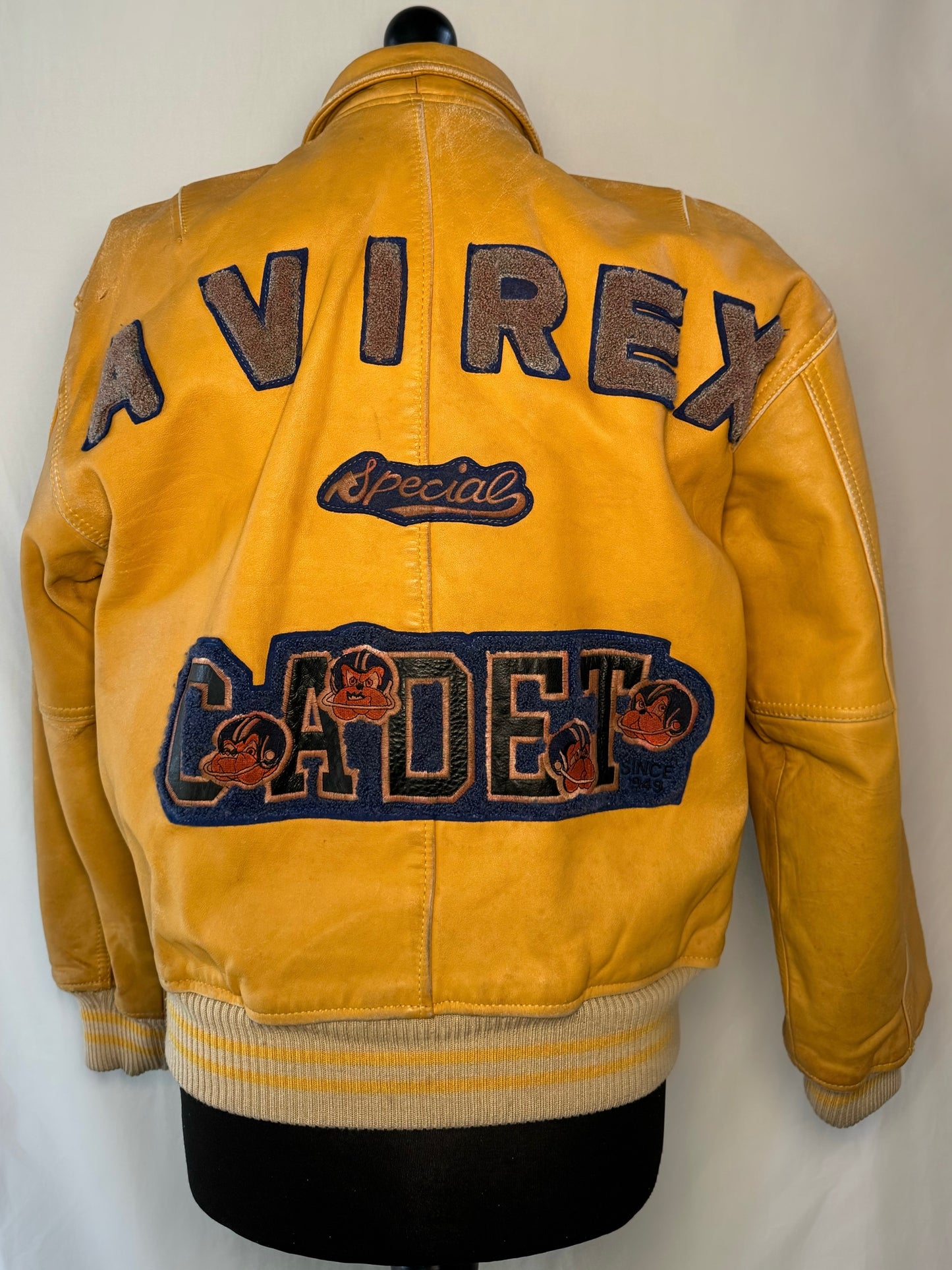 Avirex 1980's Yellow Bomber Jacket Size Large