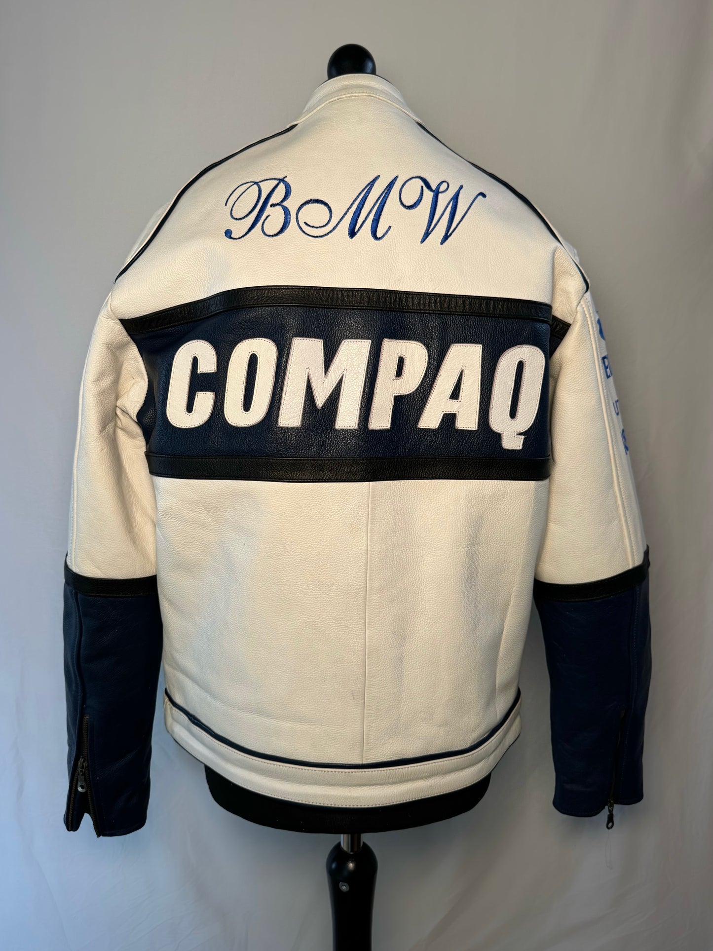 Blue & White BMW Leather Racer Jacket Unisex