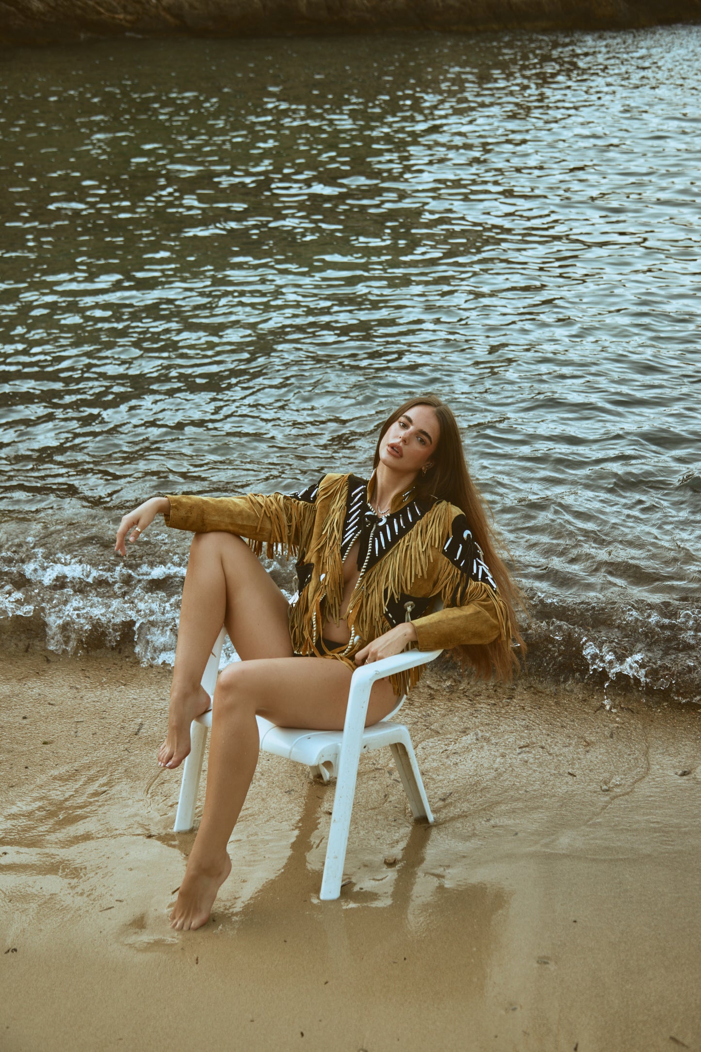 Black & Tan Tassel Suede Jacket Unisex