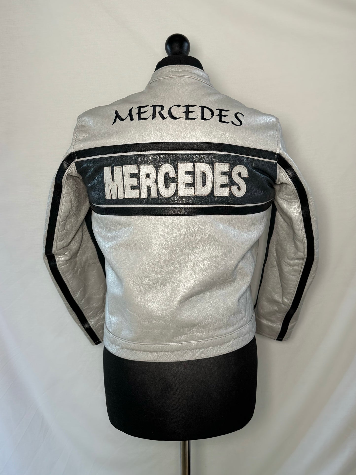 Mercedes Grey & Black Leather Racing Jacket XS