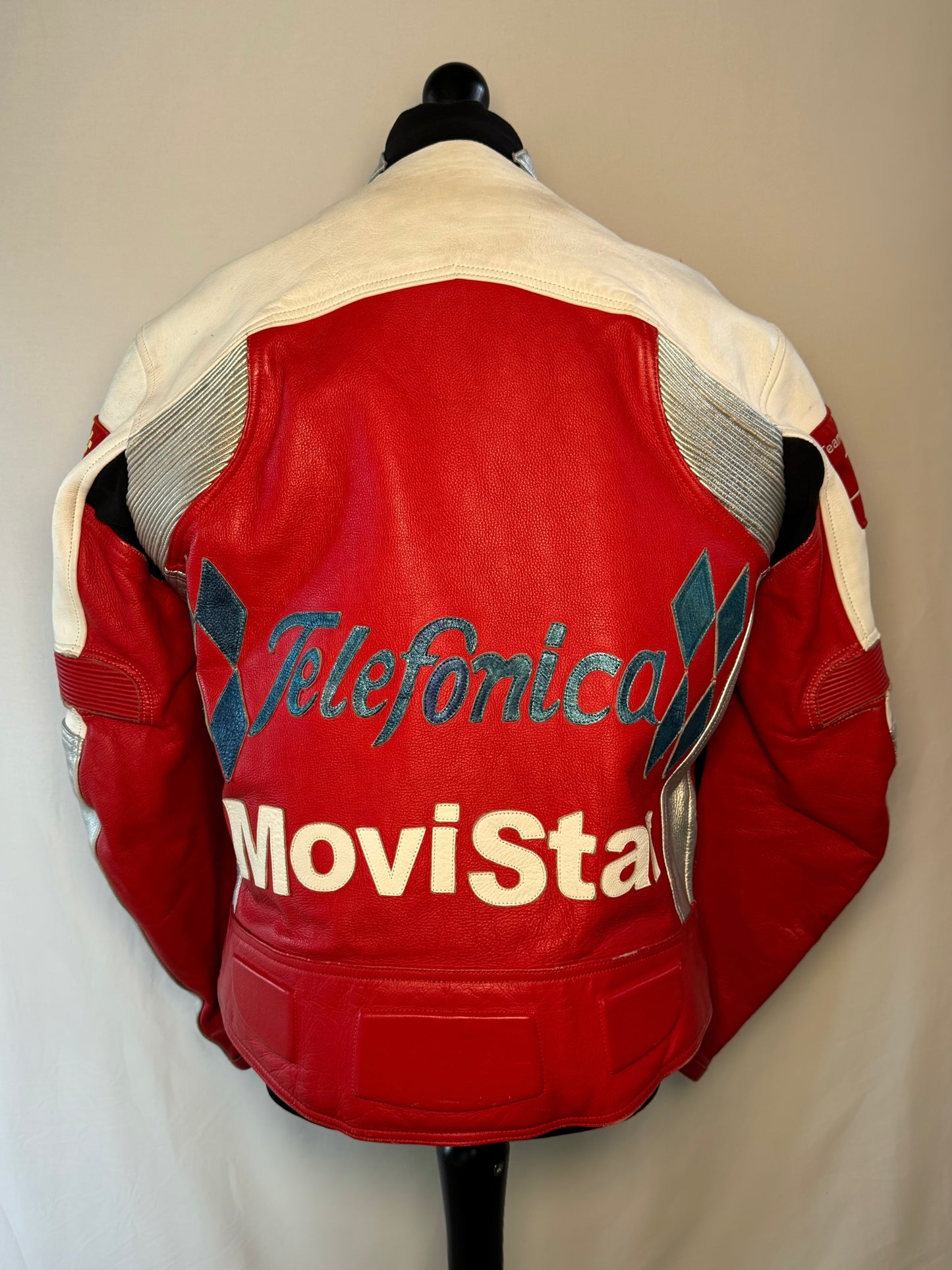 Telefonica MoviStar GP Star Red White & Metallic Silver Racing Jacket Size 54