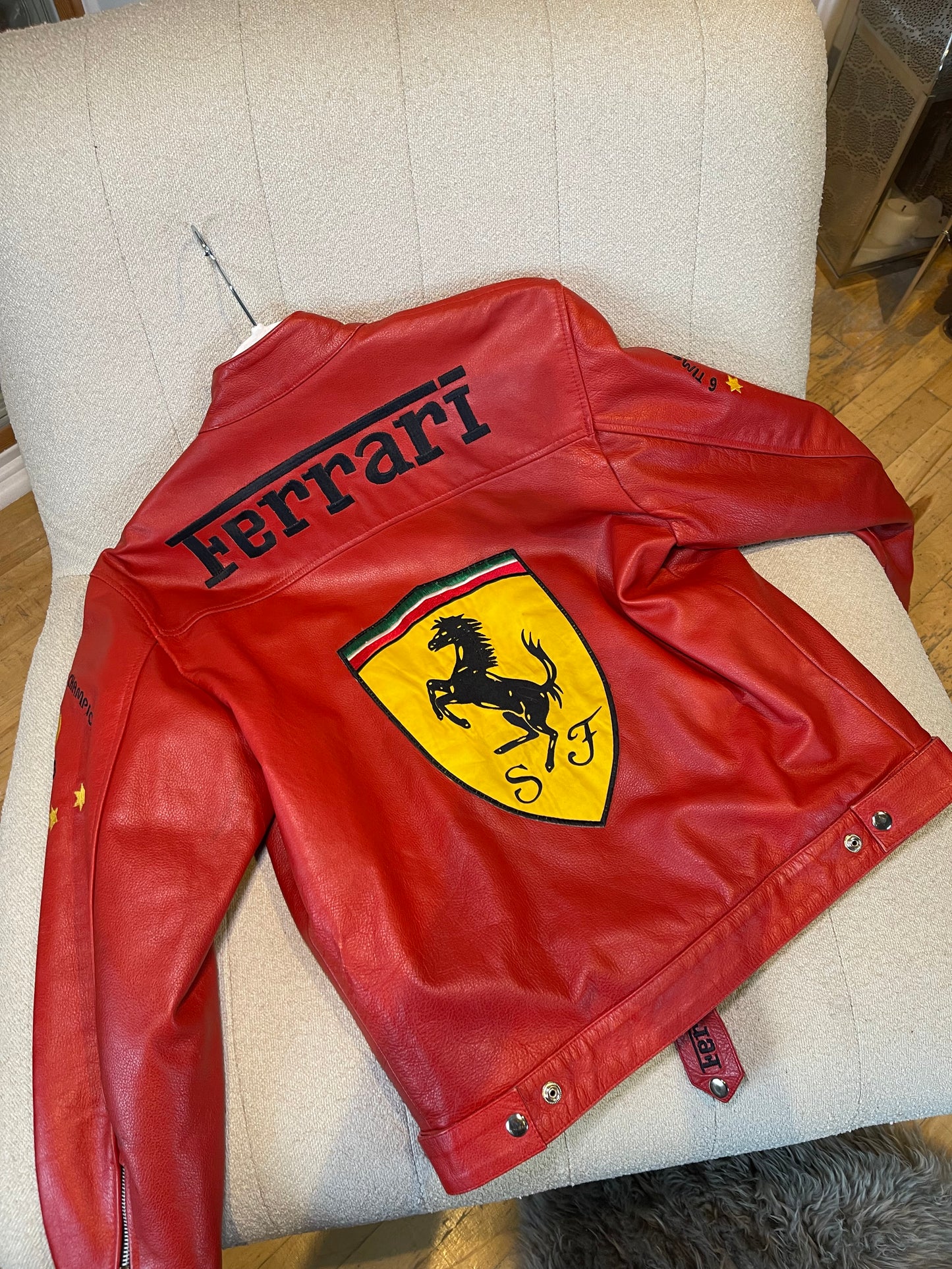 Ferrari 2003 Michael Schumacher Red and Black Leather Racing Jacket