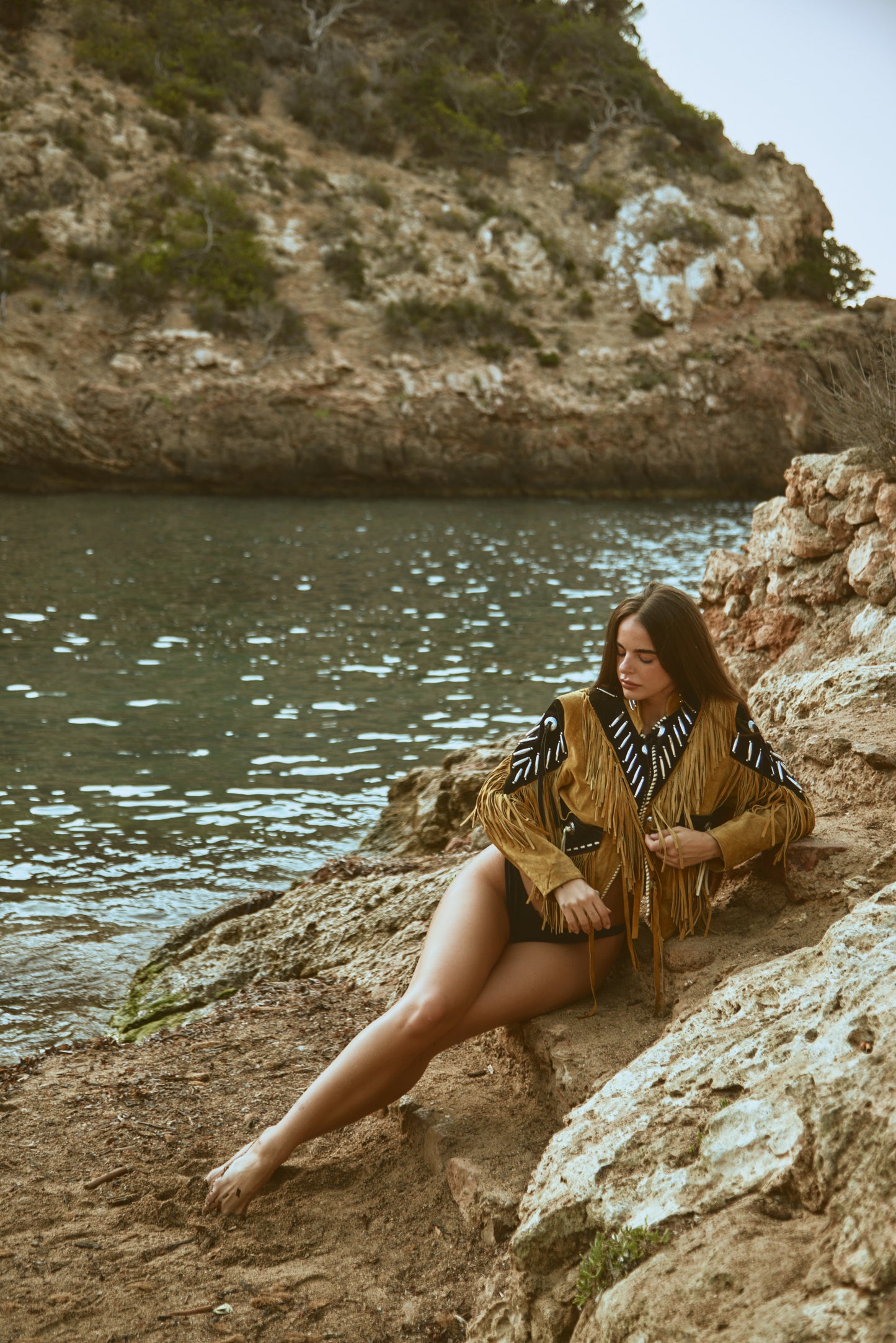 Black & Tan Tassel Suede Jacket Unisex