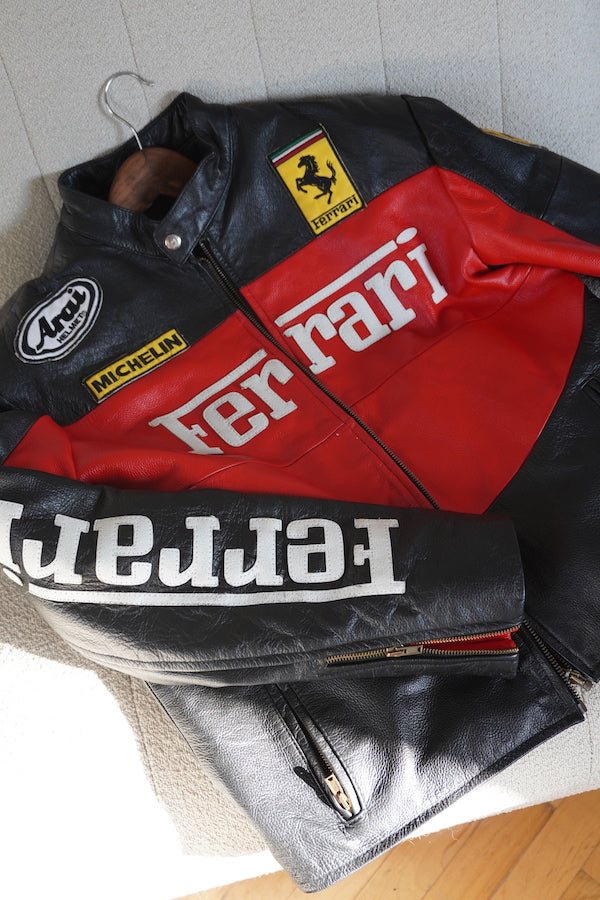 Black Yellow & Red Ferrari Leather Jacket