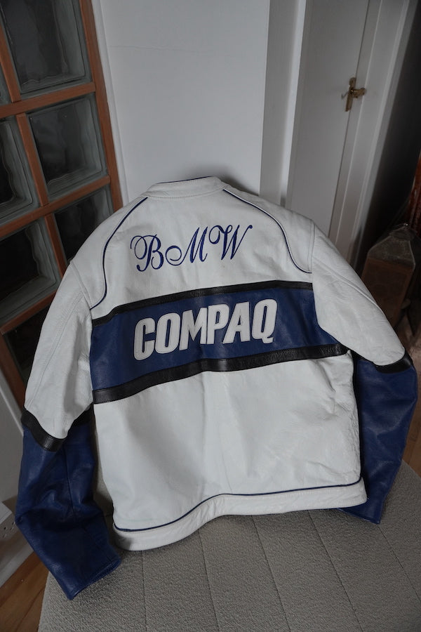 Blue & White BMW Leather Racer Jacket Unisex