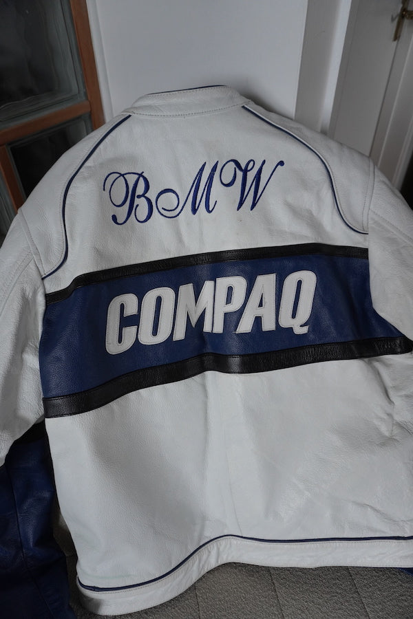 Blue & White BMW Leather Racer Jacket Unisex