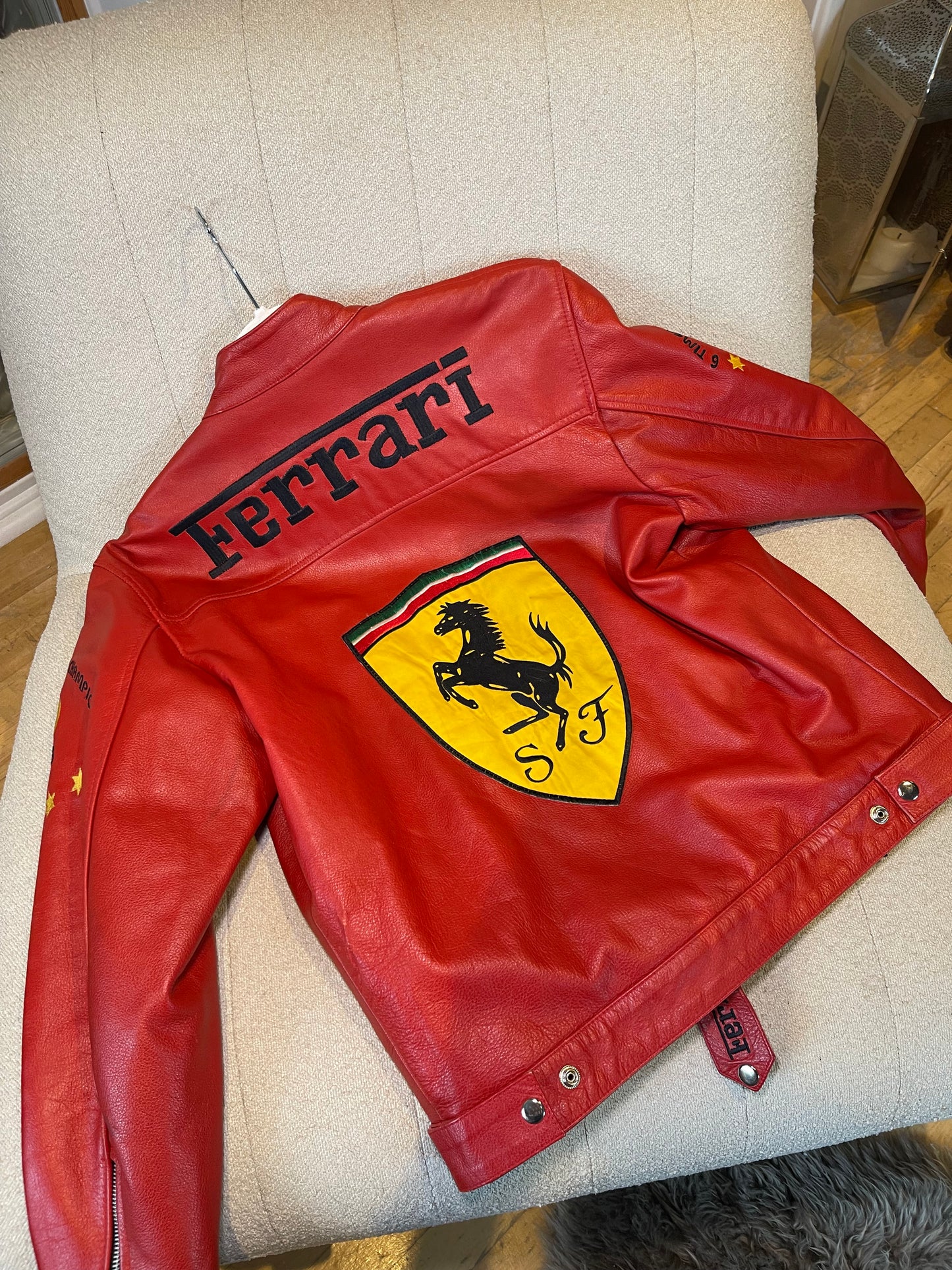 Ferrari 2003 Michael Schumacher Red and Black Leather Racing Jacket