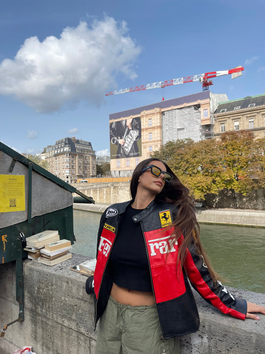 Black Yellow & Red Ferrari Leather Jacket