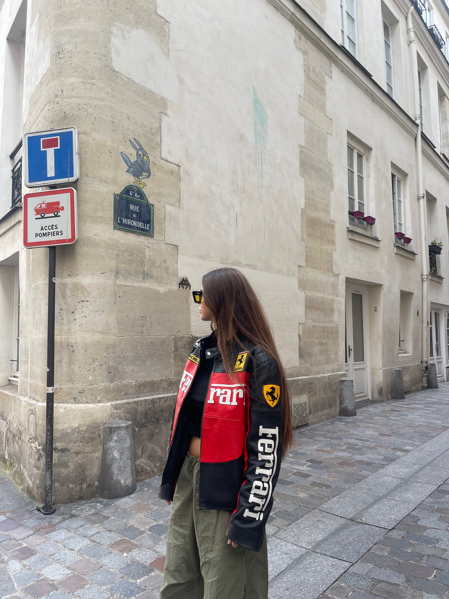 Black Yellow & Red Ferrari Leather Jacket